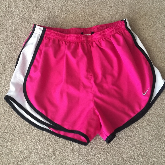 pink and white nike shorts